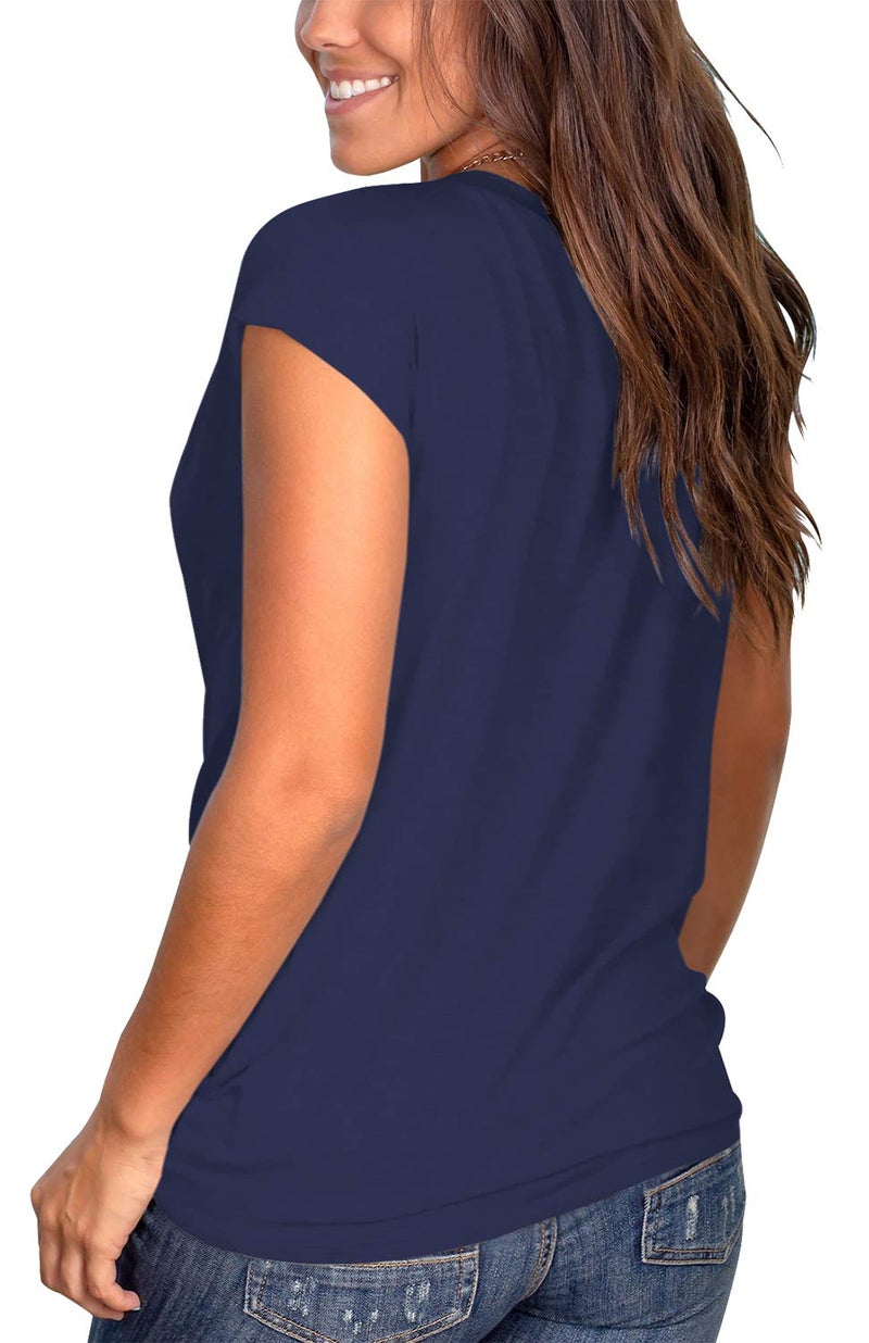 Jescakoo Women's Blouse Raglan Short Sleeve T-Shirt Comfy Casual Tops for Ladies Navy S - Image 3